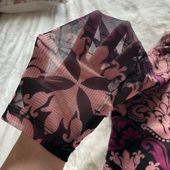 Y2K Purple Ruched Micro Mesh Nylon Sheer Top Small Fairycore Cottagecore Boho - Picture 5 of 8